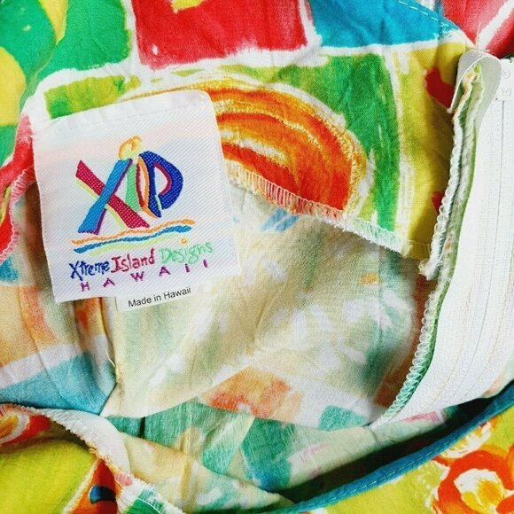 XID Xtreme Island Designs Hawaii sundress bold floral VTG Vintage 6118 XS - Picture 5 of 6